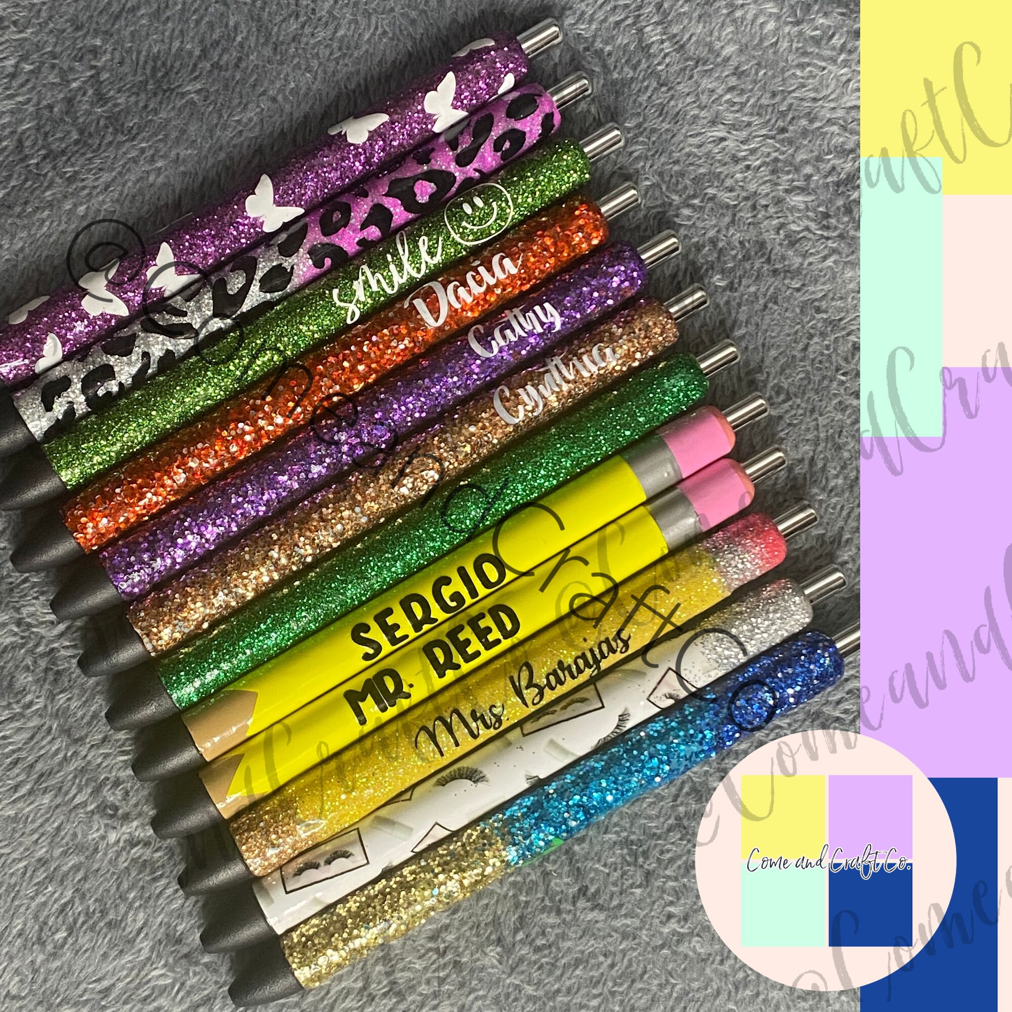 Custom Glitter Pens Epoxy Free Glitter Pen Gifts Teacher Etsy