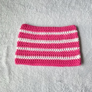 Crochet Cat Ear Beanie – Pink and White | Handmade Kawaii Hat | Soft Striped Beanie | Cute Cat Hat for Women | Y2K Pastel Beanie | Gift for