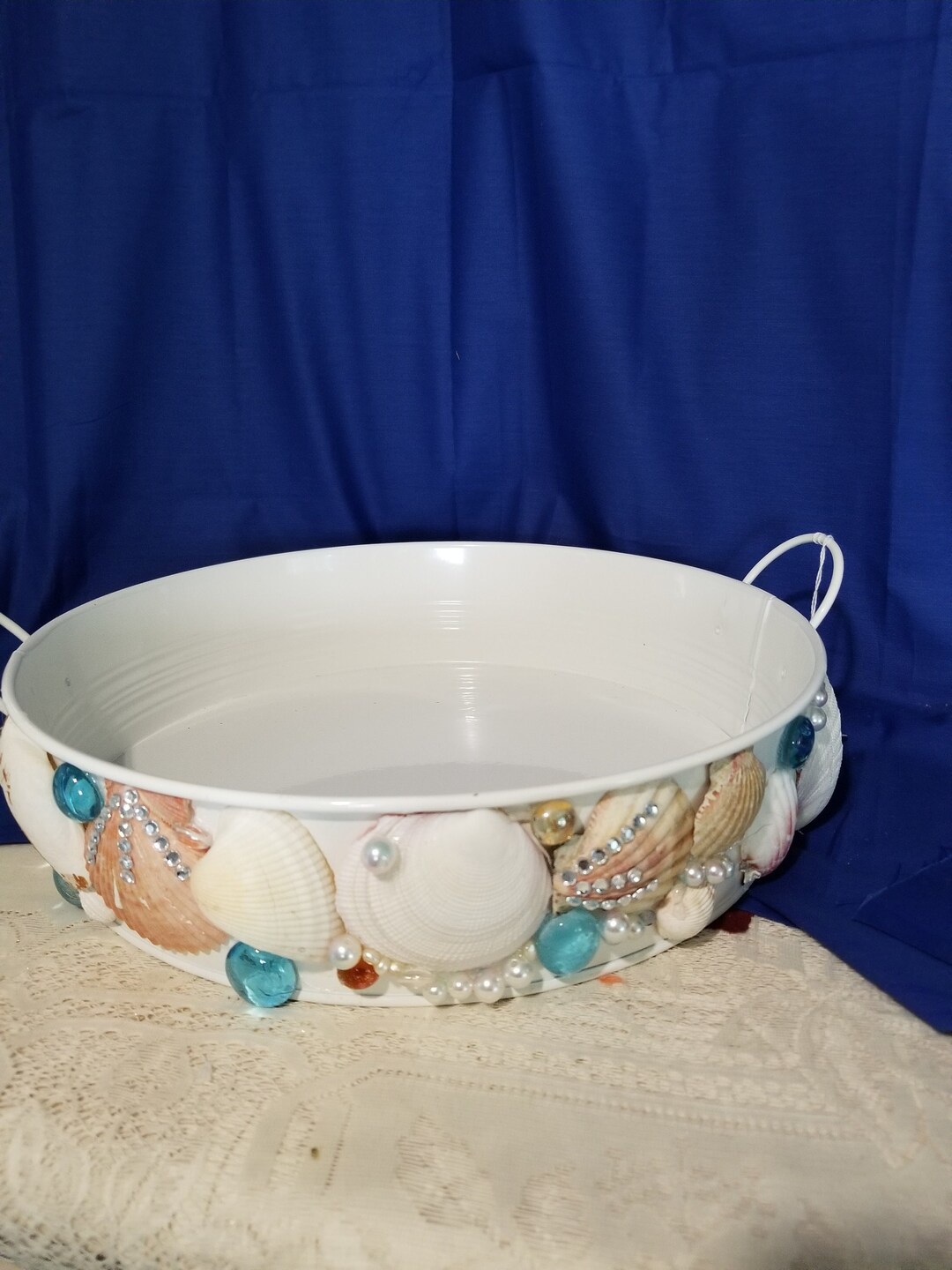 Hand Decorated Beachy Metal Serving or Display Tray Etsy