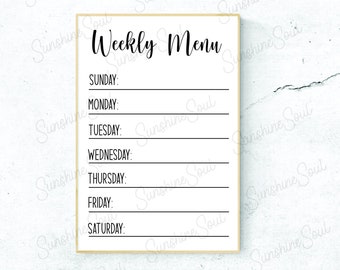 Menu SVG | Weekly Dinner Menu | Cricut & Silhouette Files | SVG Files | Vector Cut File | Instant Download | Commercial Use