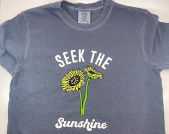 Seek the Sunshine T-Shirt | Retro Summer T-Shirt | Comfort Colors Sunshine Shirt | Vacation T-Shirt | Summer Beach T-Shirt | Sunflower Lover