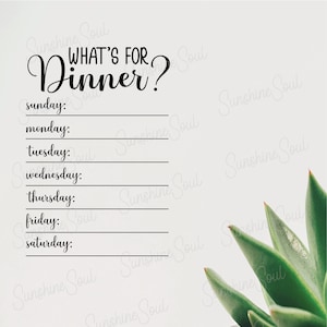 Menu SVG | What&#39;s For Dinner - Weekly Menu | Cricut & Silhouette Files | SVG Files | Vector Cut File | Instant Download | Commercial Use
