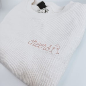 Cheers Corduroy Crewneck | Corded Crewneck | Embroidered Sweatshirt | Aesthetic Cord Sweater | Oversized Crewneck Embroidered | Classy Crew