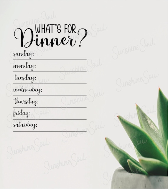 Menu SVG | What's For Dinner - Weekly Menu | Cricut & Silhouette Files | SVG Files | Vector Cut File | Instant Download | Commercial Use