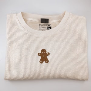 Gingerbread Corduroy Crewneck | Christmas Corded Crewneck | Embroidered Sweatshirt | Aesthetic Cord Christmas Sweater | Oversized Crewneck
