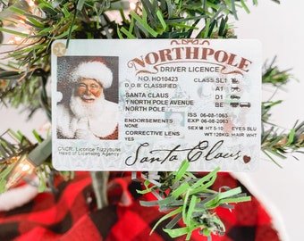 Licencia de Santa + Carta / Licencia de conducir perdida + Poema / Identificación perdida de Santa / Licencia de montar / Licencia de conducir de Santa / Carta de Santa / Navidad