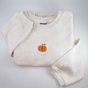 Pumpkin Corduroy Crewneck | Fall Corded Crewneck | Embroidered Sweatshirt | Aesthetic Cord Crewneck | Pumpkin Sweater | Oversized Crewneck
