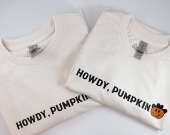 Howdy Kürbis T-Shirt | Retro Halloween Tee | Kürbis Western Style Shirt | Retro Herbst T-Shirt | Kürbis Liebhaber Shirt | Landhausstil Shirt