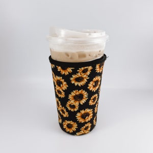 Cold Brew Coffee Cup Sleeve | Iced Coffee Cup Coozie | Iced Coffee Tumbler Reusable Sleeve | Sunflower Coffee Cup Cover | Reusable Coffee