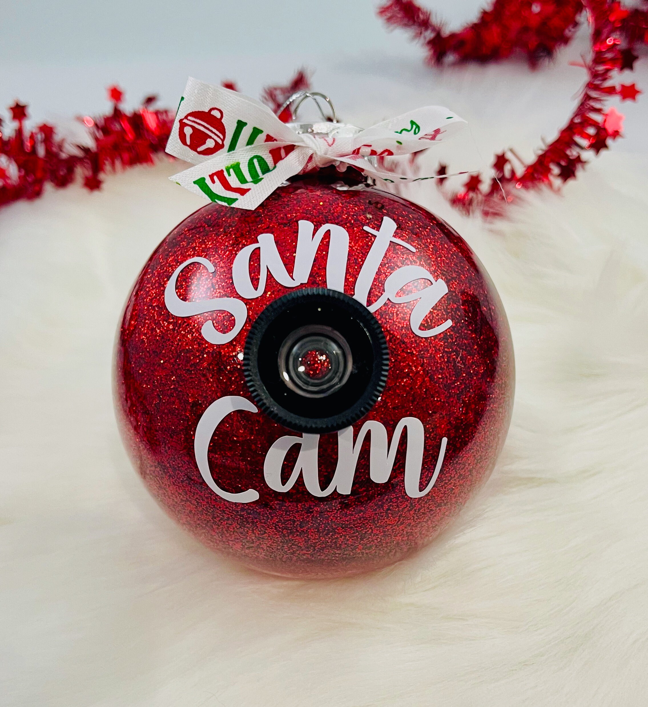 Adorno navideño de Santa Cam / Santa Spy Cam / Adorno de brillo / Adorno para niños / Carta y cámara espía de Santa / Vigilancia de Santa