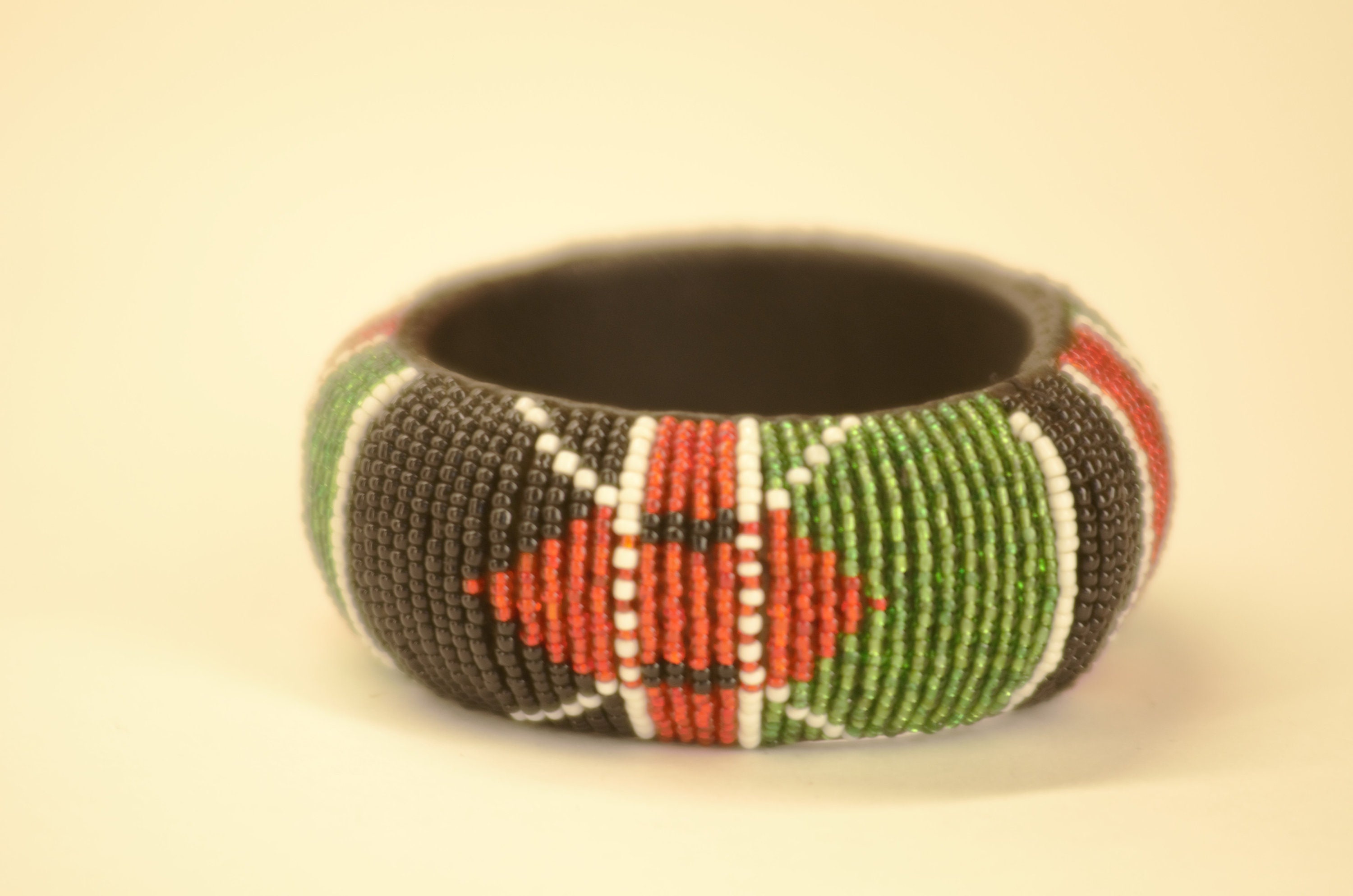 Handmade Kenyan Beaded Leather Bangle Etsy