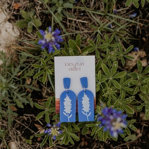 Texas Bluebonnet Statement Dangles, Texas Earrings Jewelry for Women, Spring Gifts for Her, Texas State Jewelry, Wildflower Earrings image 2