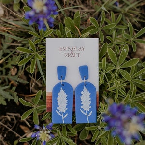 Texas Bluebonnet Statement Dangles, Texas Earrings Jewelry for Women, Spring Gifts for Her, Texas State Jewelry, Wildflower Earrings image 1