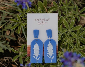 Texas Bluebonnet Statement Dangles, Texas Earrings Jewelry for Women, Spring Gifts for Her, Texas State Jewelry,  Wildflower Earrings