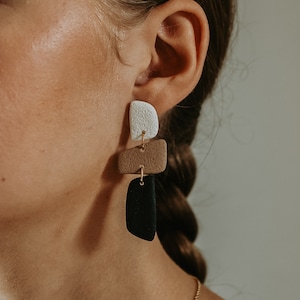 Strukturierte Ohrringe, Polymer Clay Ohrringe, Neutrale Ohrringe, Herbst Clay Ohrringe, Boho Ohrringe, handgemachte Geschenke für Frauen