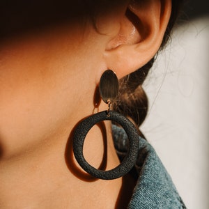 Polymer Clay Hoop Earrings, Minimalist Hoop Earrings, Boho Earrings Dangle , Gifts for Her Women, Everyday Earrings, Neutral Clay Earrings image 3