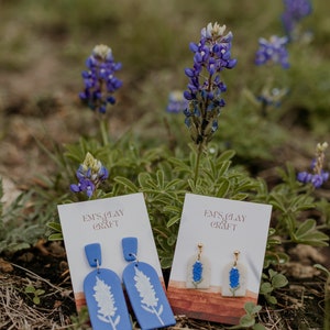 Texas Bluebonnet Statement Dangles, Texas Earrings Jewelry for Women, Spring Gifts for Her, Texas State Jewelry, Wildflower Earrings image 4