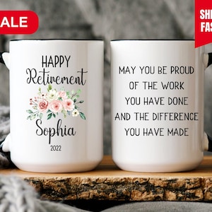 Happy Retirement Mug Personalized, Retirement Gift For Women, Retirement Coffee Mug, Retirement Gifts, Retirement Cup