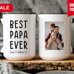 Best Papa Ever Mug, Papa Gifts, Papa Mug With Photo, Papa Gifts From Grandkids, Papa Coffee Cup, Gift For Papa, Custom Papa Mug