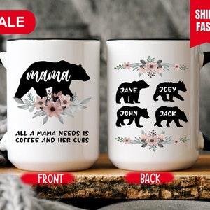 Custom Mama Bear Mug, Mom Gift From Kids, Mom Mug With Kids Names, Mama Bear Coffee Cup, Gift For Mom From Kids, Mama Bear Coffee Mug