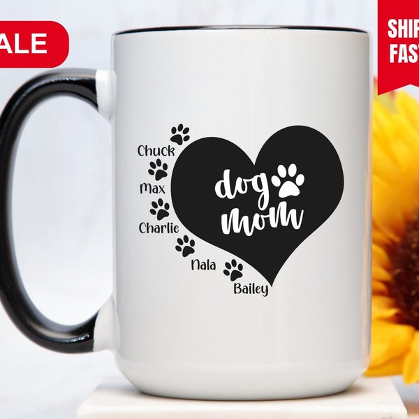 Personalized Dog Mom Mug, Dog Mom Gift, Dog Mom Mug With Names, Dog Mom Cup, Dog Mom Christmas Gift, Gift For Dog Mom