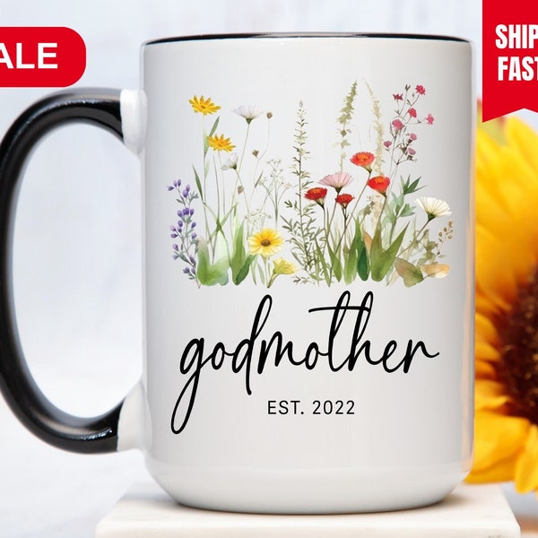 Godmother Est Mug, Personalized Godmother Coffee Mug, Godmother Proposal Gift, Godmother Est Cup, Godmother Gift, Gift For Godmother