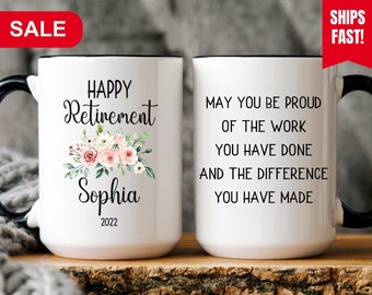 Happy Retirement Mug Personalized, Retirement Gift For Women, Retirement Coffee Mug, Retirement Gifts, Retirement Cup