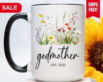 Godmother Est Mug, Personalized Godmother Coffee Mug, Godmother Proposal Gift, Godmother Est Cup, Godmother Gift, Gift For Godmother