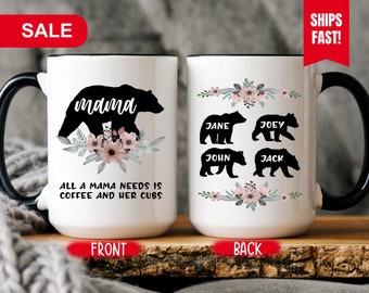 Custom Mama Bear Mug, Mom Gift From Kids, Mom Mug With Kids Names, Mama Bear Coffee Cup, Gift For Mom From Kids, Mama Bear Coffee Mug