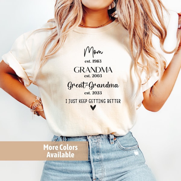 Mom To Great Grandma Shirt, Great Grandma Est Shirt, Great Grandma Comfort Color Shirt, Great Grandma Gift, Great Grandma Announcement Shirt