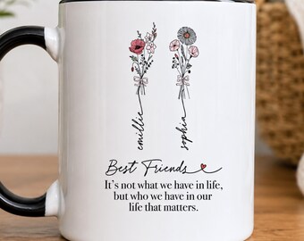 Personalized Birth Month Flower Mug for Best Friend | Custom Name Birthday Coffee Mug | Friendship Gift (SC-UEY378)