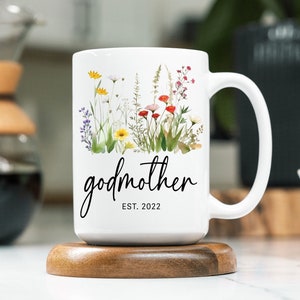Godmother Est Mug, Personalized Godmother Coffee Mug, Godmother Proposal Gift, Godmother Est Cup, Godmother Gift, Gift For Godmother image 6