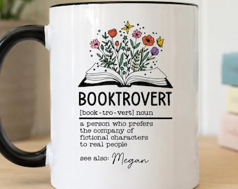 Personalized Booktrovert Coffee Mug for Readers, Custom Book Lover Gift, Literary Mug for Bookworms (SC-BKM3IT)