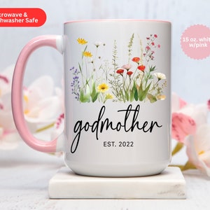 Godmother Est Mug, Personalized Godmother Coffee Mug, Godmother Proposal Gift, Godmother Est Cup, Godmother Gift, Gift For Godmother image 5