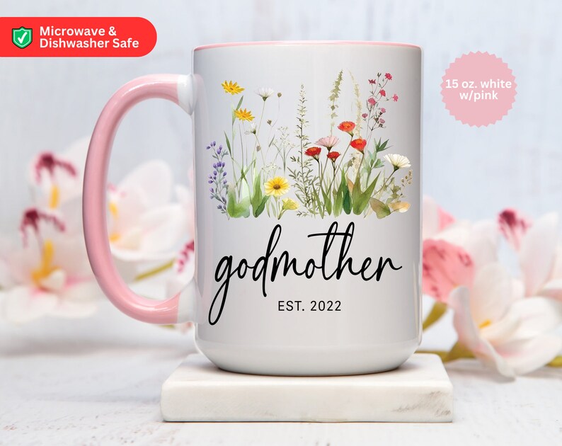 Godmother Est Mug, Personalized Godmother Coffee Mug, Godmother Proposal Gift, Godmother Est Cup, Godmother Gift, Gift For Godmother image 5
