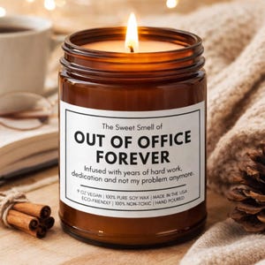 Retirement Candle Out Of Office Forever, Office Retirement Gift 2026, Coworker Retirement Gift, Farewell Coworker Boss Gift (SC-EHGJEE8) image 1
