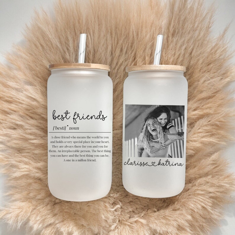 Bestie Definition Glass Tumbler, Personalize Best Friend Cup
