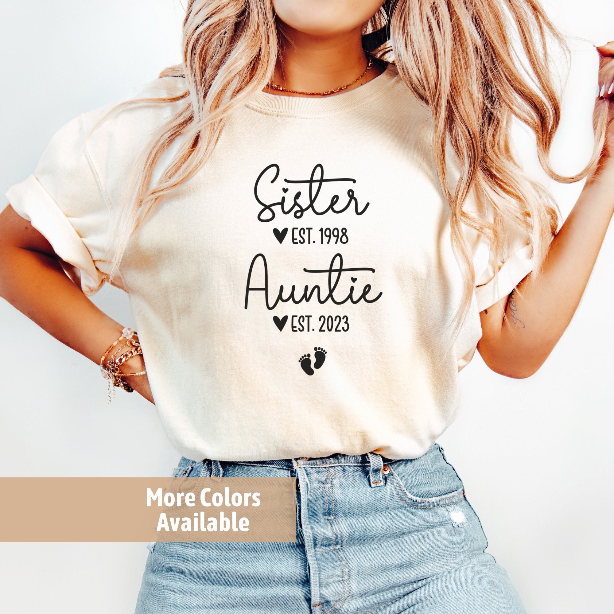 Sister To Auntie Est Shirt, Auntie Est Shirt, New Auntie Shirt, Auntie Announcement Shirt, Auntie Shirt Gift, Promoted To Auntie Shirt