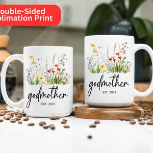 Godmother Est Mug, Personalized Godmother Coffee Mug, Godmother Proposal Gift, Godmother Est Cup, Godmother Gift, Gift For Godmother image 3