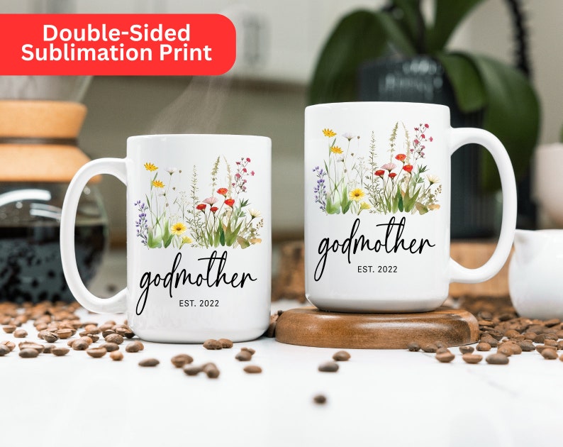 Godmother Est Mug, Personalized Godmother Coffee Mug, Godmother Proposal Gift, Godmother Est Cup, Godmother Gift, Gift For Godmother image 3