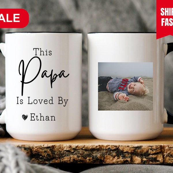 This Papa Is Loved By, Papa Mug From Kids, Papa Gift From Kids, Papa Mug With Picture, Papa Cup, Papa Mug Personalized