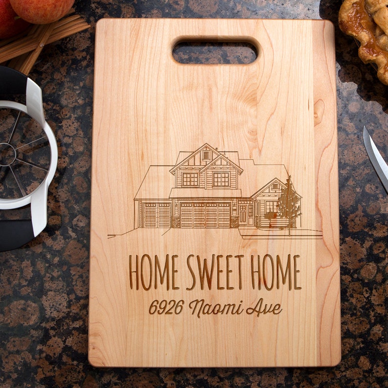 Home Sweet Home Maple Cutting Board With Custom Address & Home Etsy