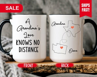 Personalized A Grandma's Love Knows No Distance Mug, Grandma Long Distance Gift, Gift for Grandma, Grandma Mother's Day Gift Long Distance