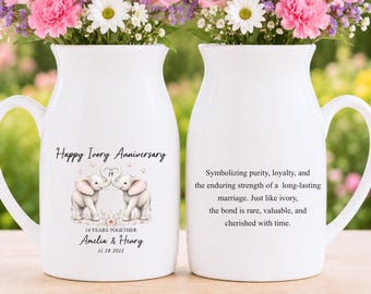 Happy Ivory Anniversary, 14th Wedding Anniversary Gift for Her, 14 years Together, Ivory Year Ceramic Flower Vase (SC-OLFV1VY )