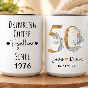 50th Anniversary Gift for Parents, Personalized 50th Wedding Anniversary Mug for Couple, Golden Anniversary Mug (SC-EHBF3367) image 1