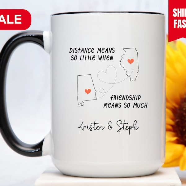 Distance Means So Little When Friendship Means So Much Mug, Best Friend Long Distance Gift, Long Distance Friendship Gift