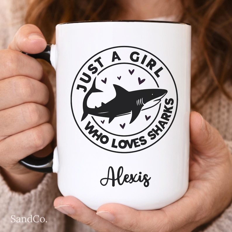 Just a Girl That Loves Sharks Mug, Shark Gifts For Women, Shark Coffee Mug For Her, Shark Lover Gifts For Women, Shark Gift For Her image 1