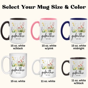 Godmother Est Mug, Personalized Godmother Coffee Mug, Godmother Proposal Gift, Godmother Est Cup, Godmother Gift, Gift For Godmother image 2