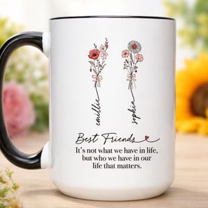 Personalized Birth Month Flower Mug for Best Friend | Custom Name Birthday Coffee Mug | Friendship Gift (SC-UEY378)