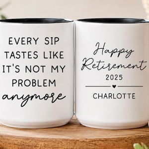 Personalized Retirement Coffee Mug, Happy Retirement Cup,Custom Retirement Gift For Boss Co Worker,Officially Retired Cup For Her(SC-SH209D) image 1